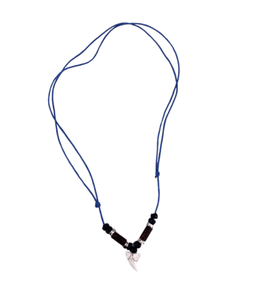 Shark Tooth with Adjustable Cord Necklace Blue