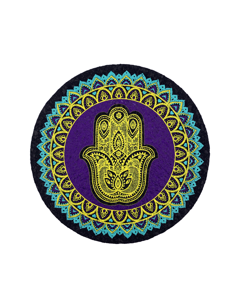 East Coasters Hamsa Mat Purple, Yellow, Green