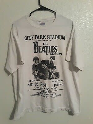 The Beatles - City Park Stadium Playbill T-Shirt - Mushroom New