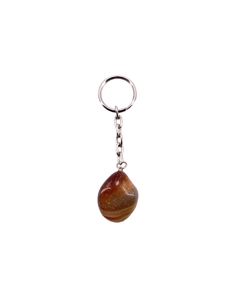 Polish Brown Agate Crystal Keychain