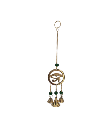Egyptian Eye of Ra Brass Chime with Beads 9"H