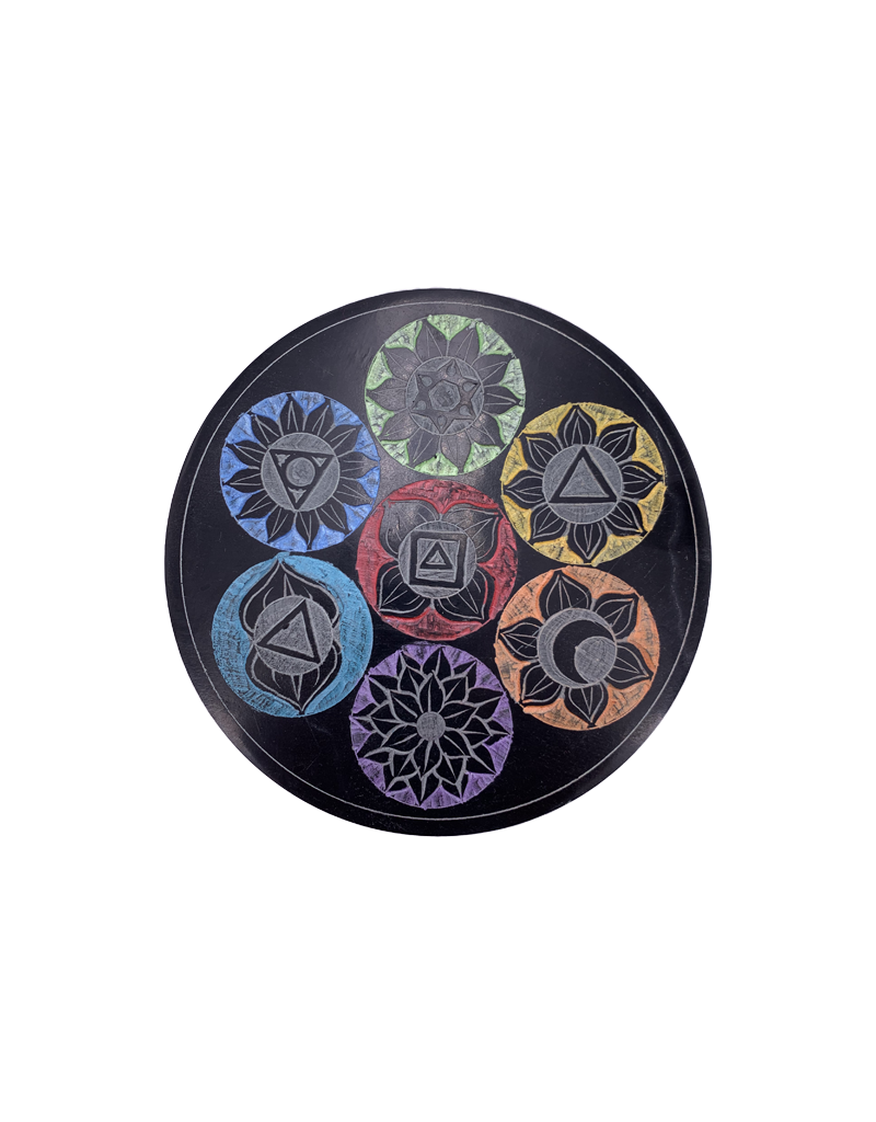 Chakra Fine Carved Round Storage Box 6"D