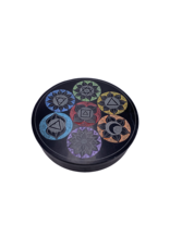 Chakra Fine Carved Round Storage Box 6"D