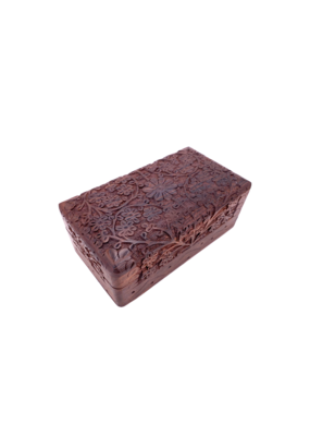 Floral Carved Wooden Box Medium 6.5" x  4"