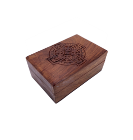 Celtic Cross Carved Wooden Box 6" x 4"