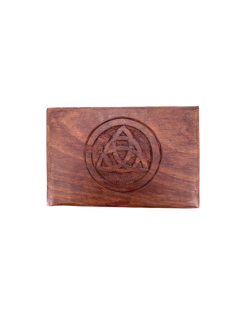 Triquetra Carved Wooden Box 6" x "4