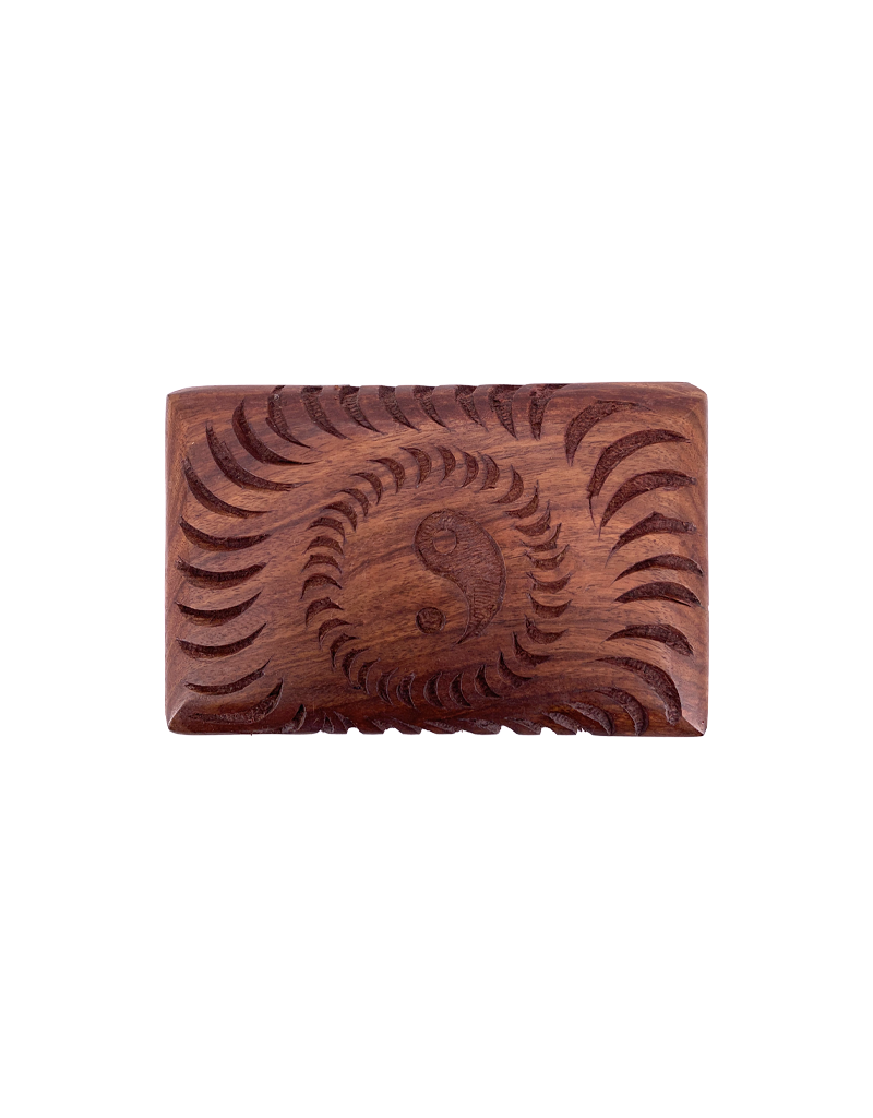 Sun Yin Yang Carved Wooden Box 6" x 4"