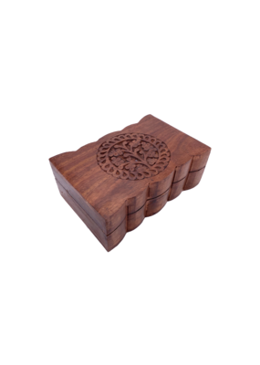 Tree of Life Carved Wooden Box 6" x 4"