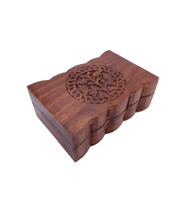 Tree of Life Carved Wooden Box 6" x 4"
