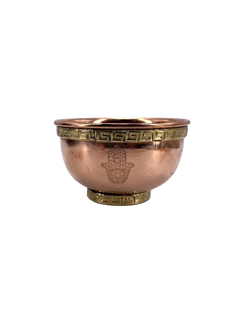 Hand of Fatima Copper Offering Bowl 3"D