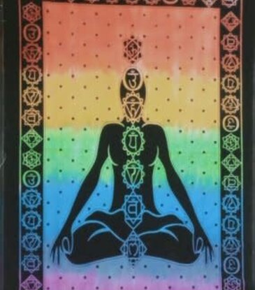 Trippy Sheetz Rainbow Chakra Meditation Tapestry