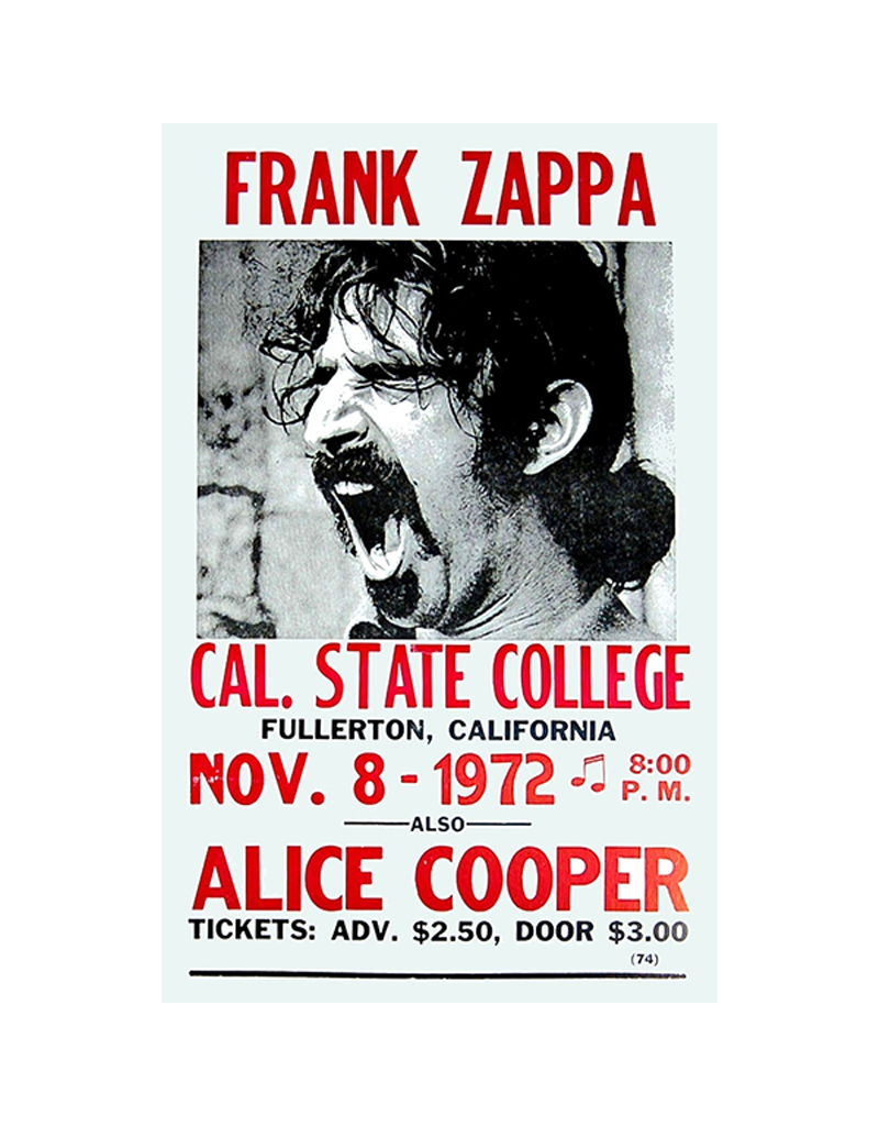 Frank Zappa - Live 1972 with Alice Cooper Concert Poster