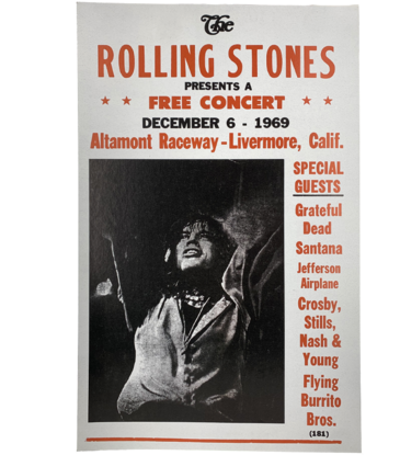 Rolling Stones - Altamont Raceway 1969 Concert Print