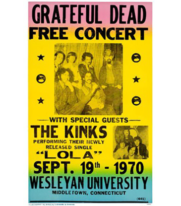 Grateful Dead - Wesleyan University 1970 Concert Print