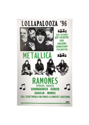Metallica and Ramones - Lollapalooza '96 Concert Print