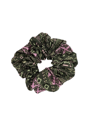 Aztec Pattern Scrunchie Moss Green