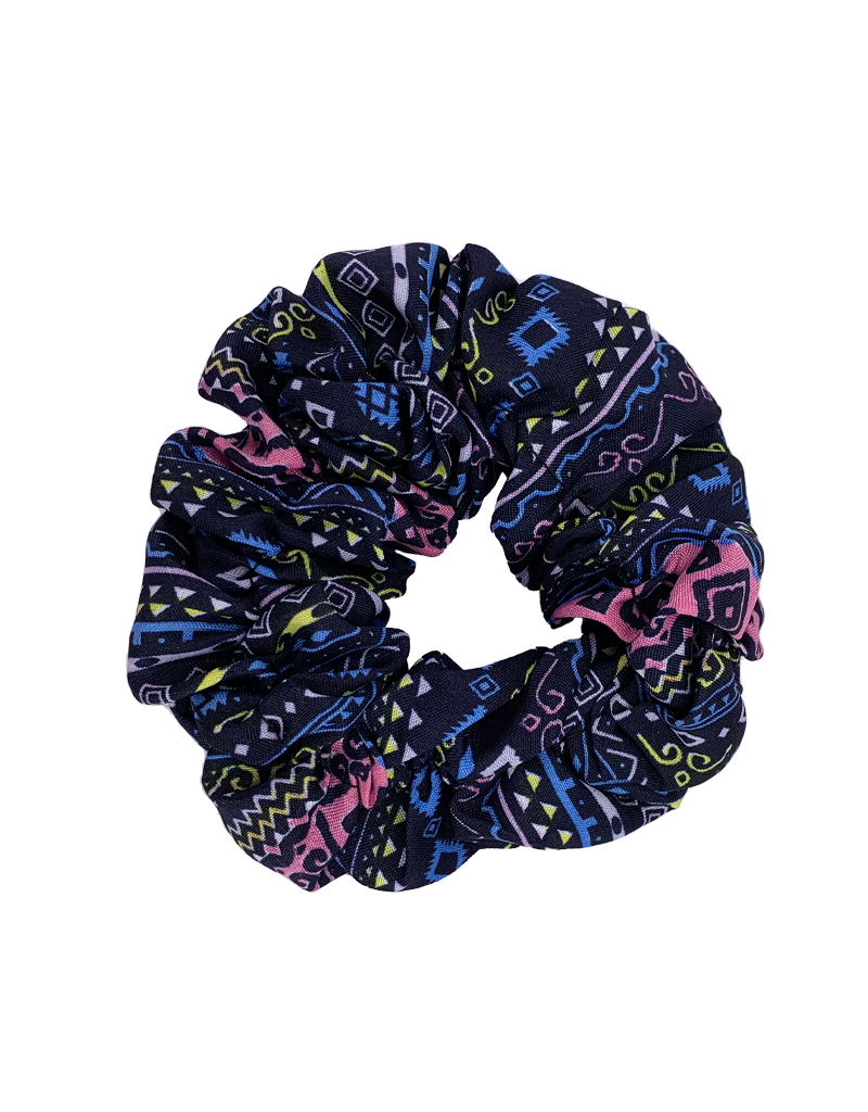 Aztec Pattern Scrunchie Midnight Blue