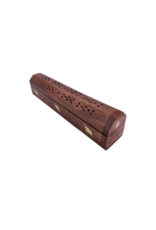 Brass Elephant Inlay Wood Incense Coffin