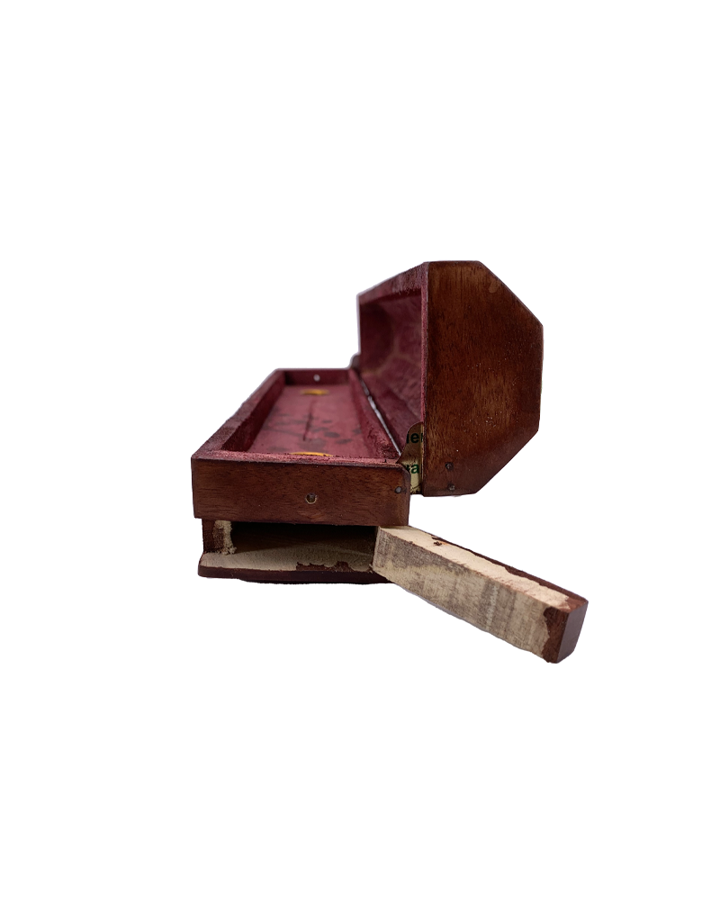 Brass Elephant Inlay Wood Incense Coffin