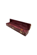 Brass Elephant Inlay Wood Incense Coffin