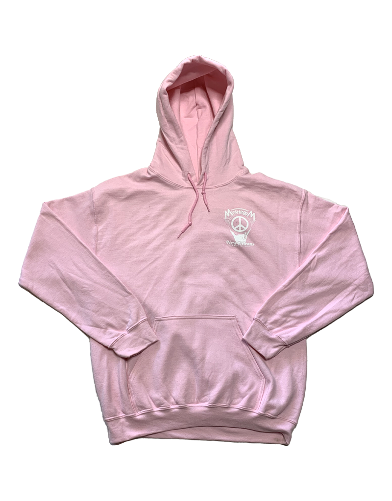 Mushroom Hand of Peace Pullover Hoodie Pink