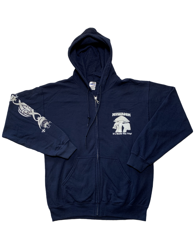 Mushroom Classic Logo Zip-Up Hoodie Navy Blue