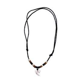 Shark Tooth Adjustable Cord Necklace Black