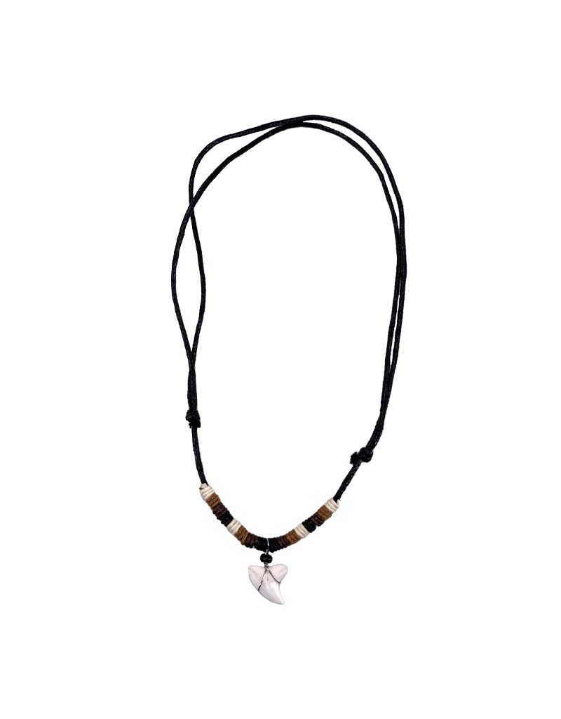 Shark Tooth Adjustable Cord Necklace Black