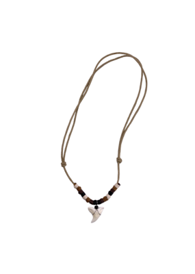 Shark Tooth Adjustable Cord Necklace Tan
