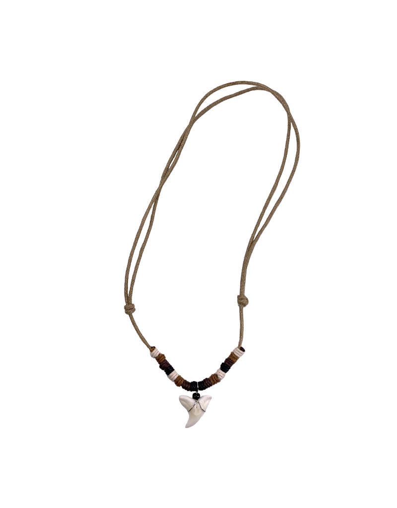 Shark Tooth Adjustable Cord Necklace Tan
