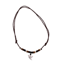 Shark Tooth Adjustable Cord Necklace Brown