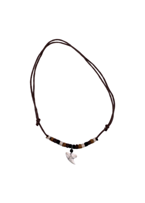 Shark Tooth Adjustable Cord Necklace Brown