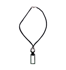 Rectangle Pendant Suede Cord Necklace Black