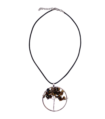 Magic Touch Tree of Life Tiger's Eye Pendant Necklace
