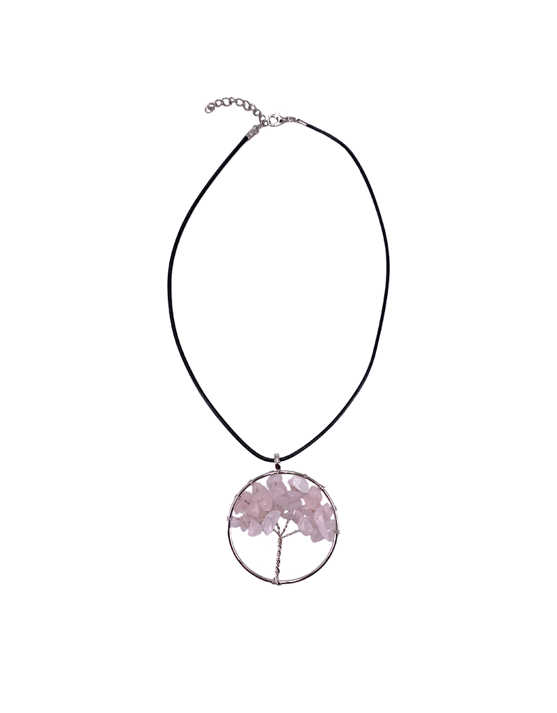 Tree of Life Rose Quartz Pendant Necklace