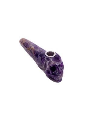 5" Skull Amethyst Hand Pipe