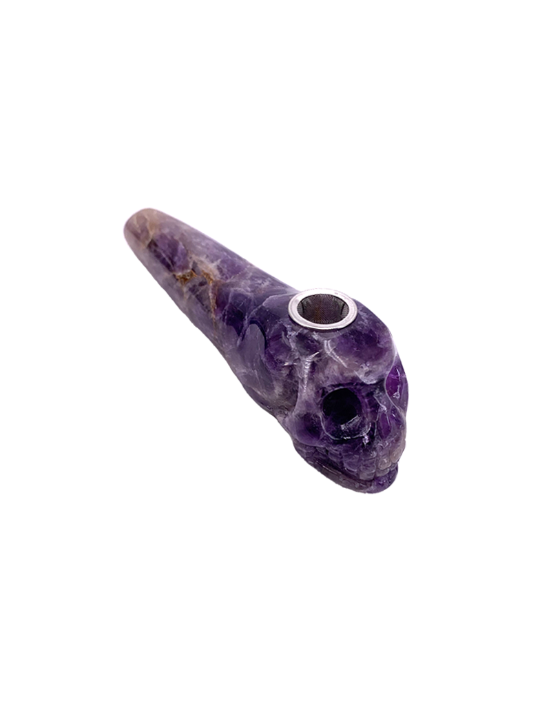 5" Skull Amethyst Hand Pipe