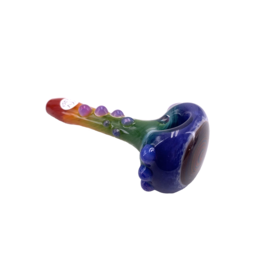4.5" FVY Glass Rainbow Frit Hand Pipe with Spiral Cap