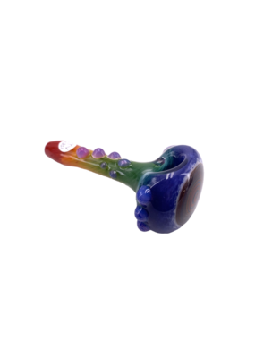 4.5" FVY Glass Rainbow Frit Hand Pipe with Spiral Cap