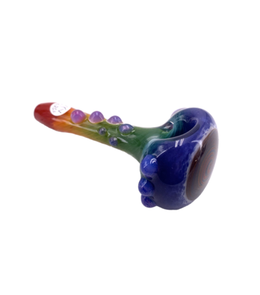 4.5" FVY Glass Rainbow Frit Hand Pipe with Spiral Cap