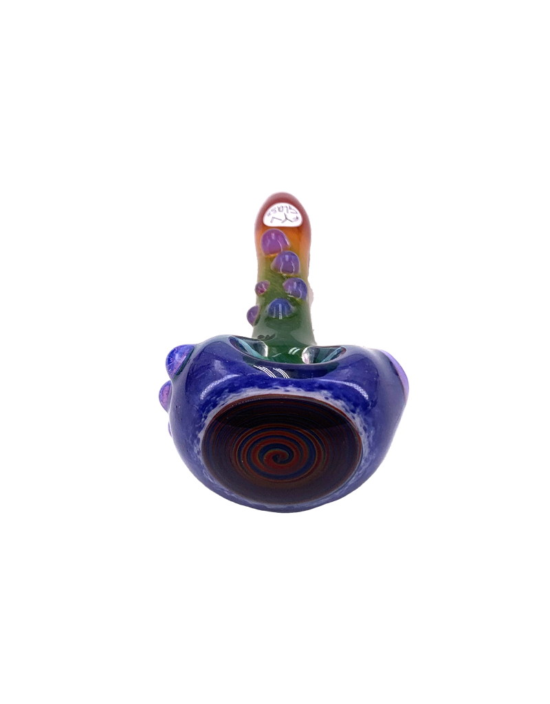 4.5" FVY Glass Rainbow Frit Hand Pipe with Spiral Cap