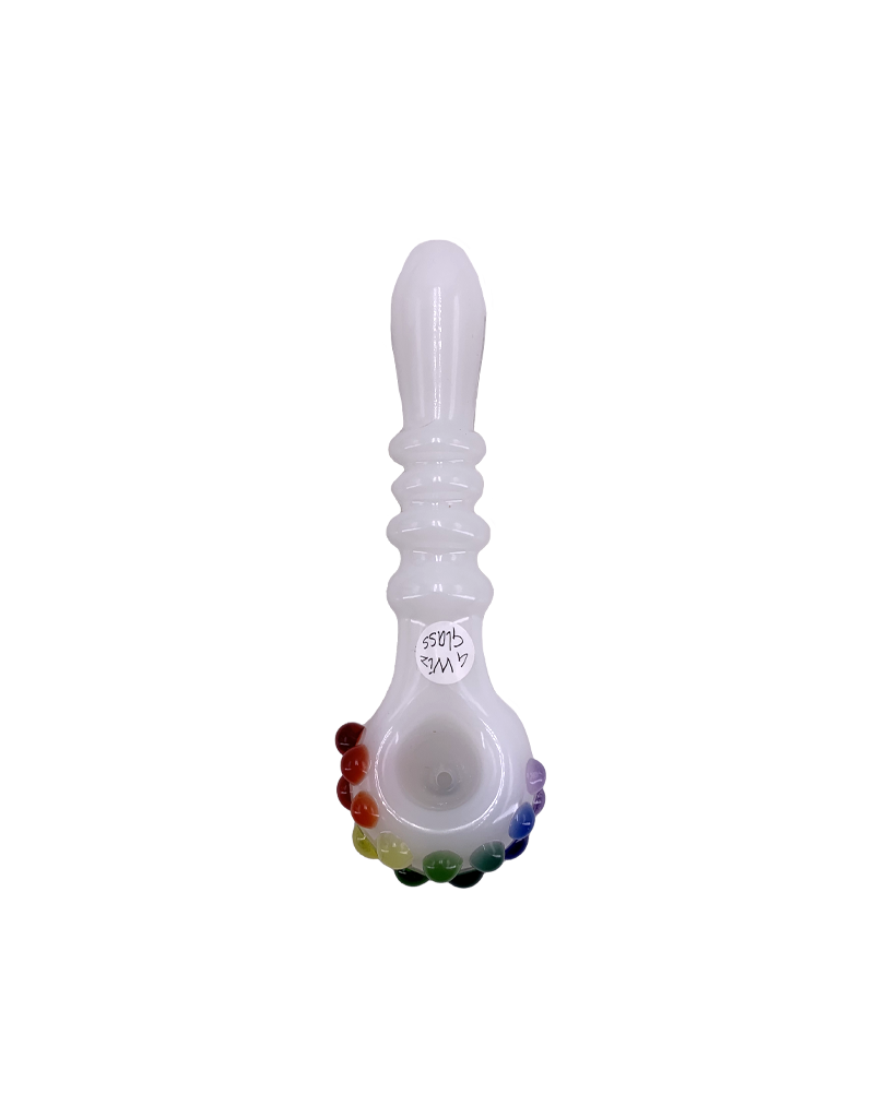 5" G Wiz Rainbow Dotted White Hand Pipe