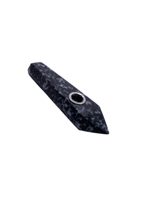 4.5" Snowflake Obsidian Crystal Hand Pipe