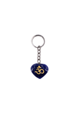 Lapis Lazuli Om Symbol Carved Heart Shaped Keychain