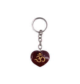 Jasper Om Symbol Carved Heart Shaped Keychain