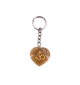 Om Symbol Carved Heart Shaped Keychain