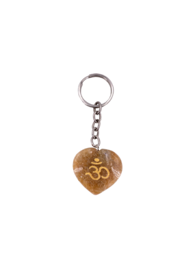 Om Symbol Carved Heart Shaped Keychain