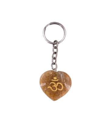 Om Symbol Carved Heart Shaped Keychain