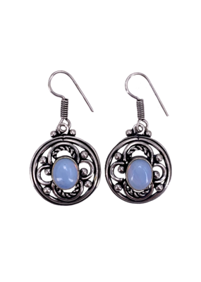 Dache's Opal Tibetan White Metal Earrings