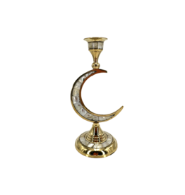 Crescent Moon Brass Candle Holder 7"H